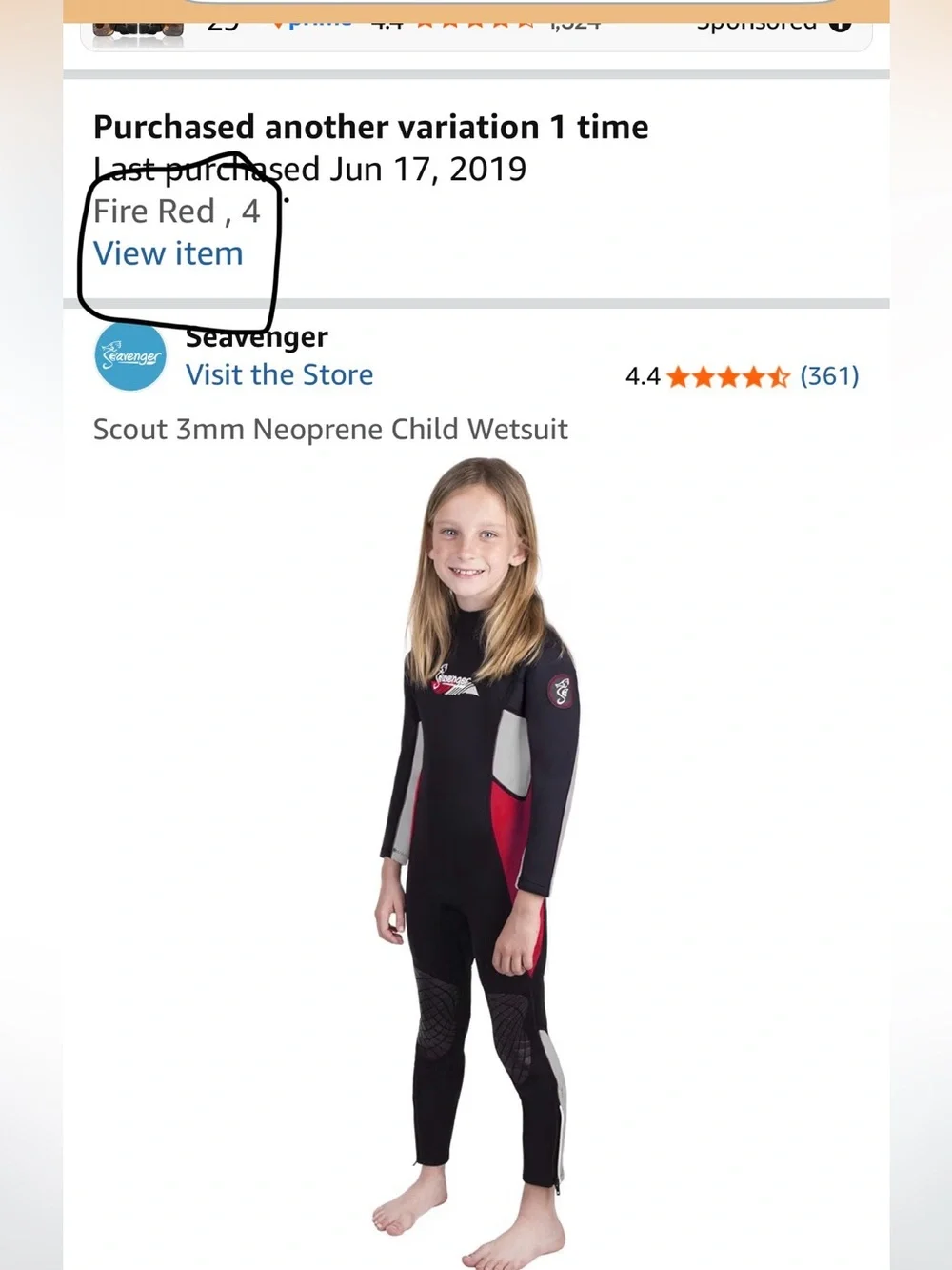 Seavenger youth size 4 Scout 3mm Neoprene Child Wetsuit